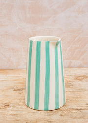 Musango Pottery Candy Stripe Pitcher in Mint