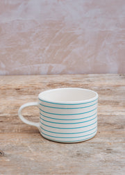 Musango Pottery Horizontal Stripe Mug in Turquoise