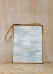 Nkuku Kiko Brass Clear Glass Hanging Photo Frame in Portrait 36x29cm