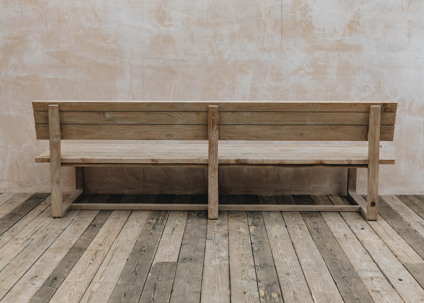 Gommaire Oslo Large Teak Park Bench in Natural Grey