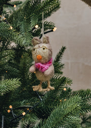 Le Toy Van Owl with Pink Scarf Ornament
