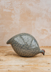 Sarl Caillard Deco Pecking Ceramic Guinea Fowl in Grey Spotted Cobalt