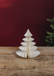 Bungalow Paper Pine Tree Decoration in Cream, 16cm