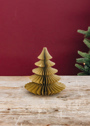 Bungalow Paper Pine Tree Decoration in Ochre, 16cm