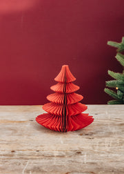 Bungalow Paper Pine Tree Decoration in Ruby, 16cm