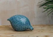 Sarl Caillard Deco Pecking Ceramic Quail in Blue Spotted Turquoise