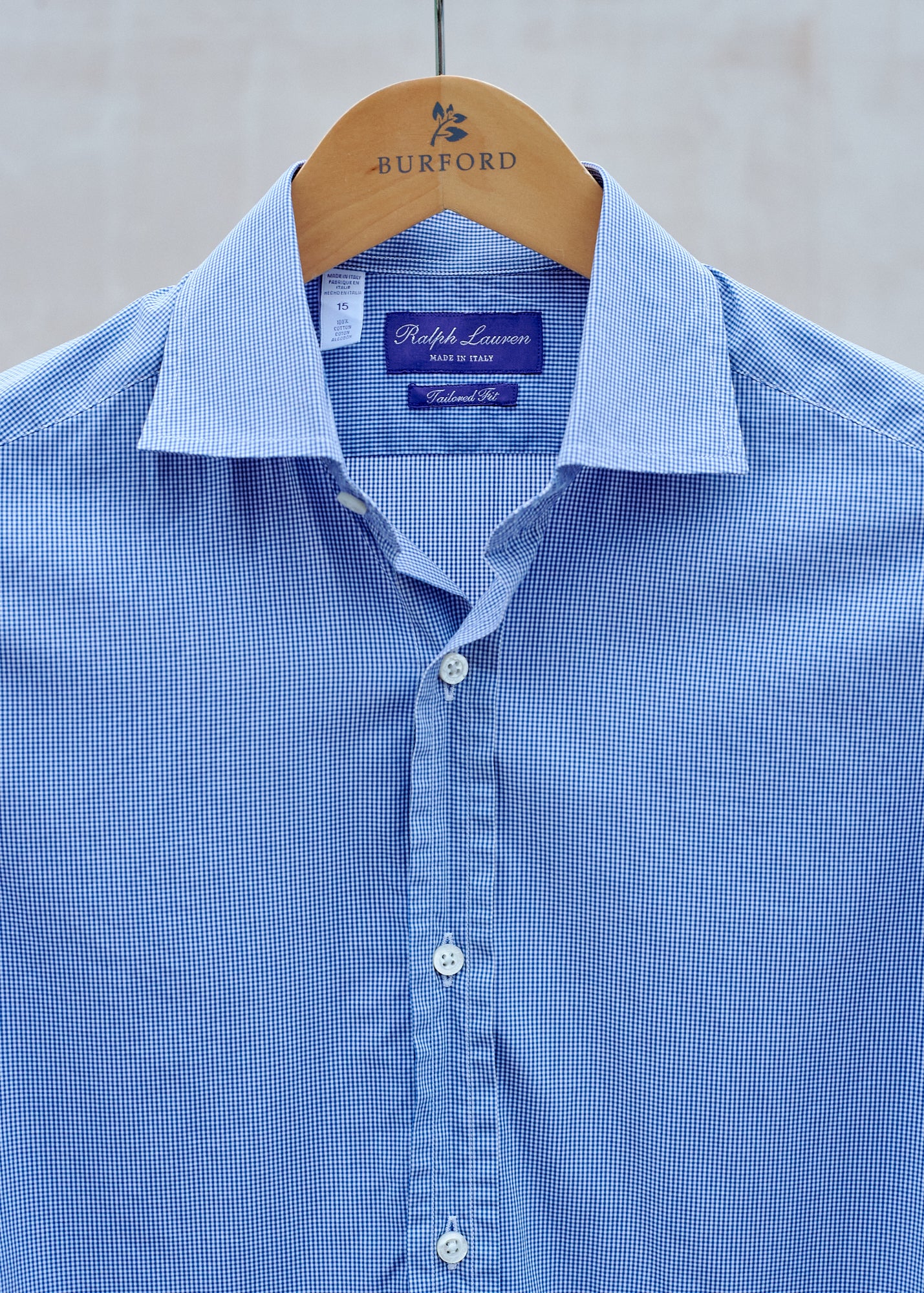 Ralph Lauren PL Blue Gingham 100% Cotton Shirt - S