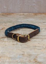 Tweedmill Rolled Tweed Dog Collar in Navy