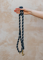 Tweedmill Wool Rope Lead in Navy and Silver Grey