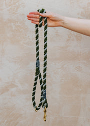 Tweedmill Wool Rope Dog Lead in Olive and Silver Grey