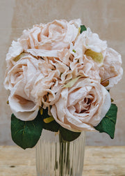 Maggie: Timeless Flowers Artificial Rose and Hydrangea Bunch in Antique White