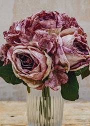 Maggie: Timeless Flowers Artificial Rose and Hydrangea Bunch in Faded Antique Violet