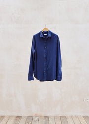 Kenny Ryder Salvatore Piccolo Deep Navy Textured Cotton Handmade Shirt - XL