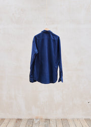 Kenny Ryder Salvatore Piccolo Deep Navy Textured Cotton Handmade Shirt - XL