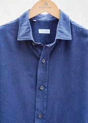 Kenny Ryder Salvatore Piccolo Deep Navy Textured Cotton Handmade Shirt - XL