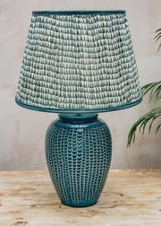 Pooky Lighting Pooky Lighting Savannah Block Print Straight Empire Shade in Teal, 45cm
