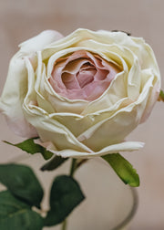 Maggie: Timeless Flowers Artificial Single Rose in White and Purple