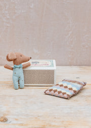Maileg Sleepy Wakey Baby Mouse in Blue Matchbox