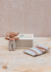 Maileg Sleepy Wakey Baby Mouse in Rose Matchbox