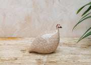 Small Ceramic Guinea Fowl in Brown Spotted White