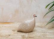 Sarl Caillard Deco Small Ceramic Guinea Fowl in Brown Spotted White