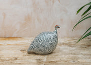 Sarl Caillard Deco Small Ceramic Guinea Fowl in Matte White Spotted Green Duck