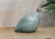 Sarl Caillard Deco Small Ceramic Guinea Fowl in Grey Spotted Blue Sky