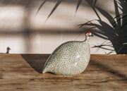 Sarl Caillard Deco Small Ceramic Guinea Fowl in Grey Spotted White
