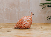 Small Ceramic Guinea Fowl in Red Spotted White