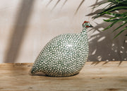 Sarl Caillard Deco Small Ceramic Guinea Fowl in White Spotted Green Duck