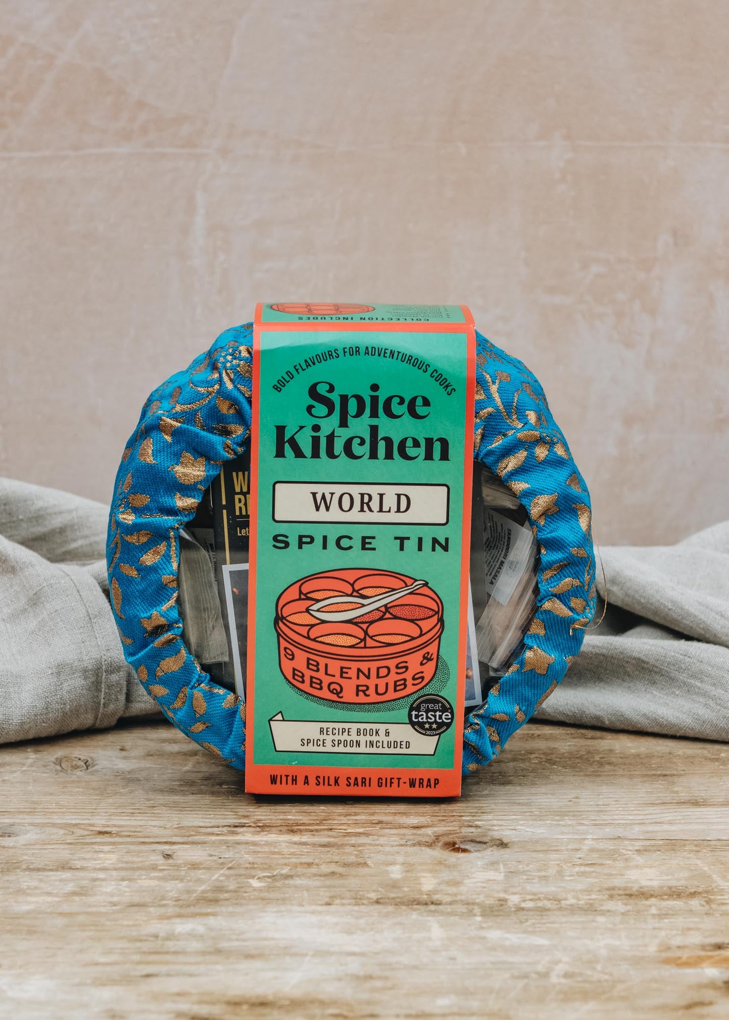 Spice Kitchen World Spice Tin with Silk Wrap