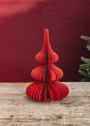 Bungalow Paper Spruce Tree Decoration in Ruby, 24cm