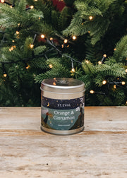 St Eval Tin Candle in Orange and Cinnamon
