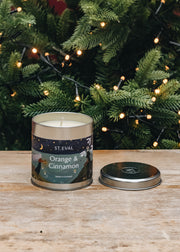 St Eval Tin Candle in Orange and Cinnamon