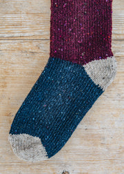 Two Left Feet Agencies Tricolour Socks with Burgundy Top