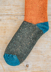 Two Left Feet Agencies Tricolour Socks with Orange Top