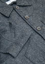 Universal Works Station Jacket in Black Salt N Pepper Tweed