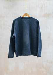 Universal Works Wool Fleece Cardigan in Navy