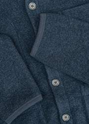 Universal Works Wool Fleece Cardigan in Navy