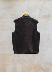 Universal Works Wool Fleece Zip Waistcoat in Brown