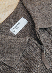 Universal Works Zip Cardigan in Brown
