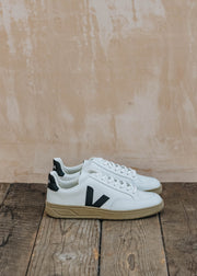 Veja V-12 Leather Trainers in Extra White, Black and Dune