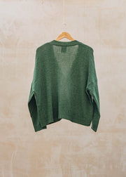 Van Kukil Luana Four Button V-Neck Cardigan in Misty Emerald