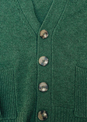 Van Kukil Luana Four Button V-Neck Cardigan in Misty Emerald