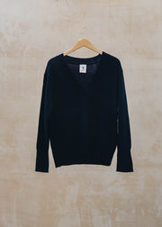 Van Kukil Natalie Relaxed V-Neck Jumper in Dark Sapphire