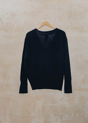 Van Kukil Natalie Relaxed V-Neck Jumper in Dark Sapphire