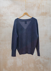 Van Kukil Natalie Relaxed V-Neck Jumper in Purple Velvet