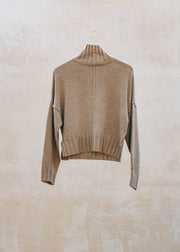 Van Kukil Reese High Neck Boxy Fit Jumper in Wildebeest