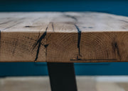 Weathered Epoxy and Wood Loft Table with Metal Base 240x100