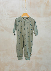 Pigeon Organics Babies' Lou Jumpsuit in Dusty Green Cars